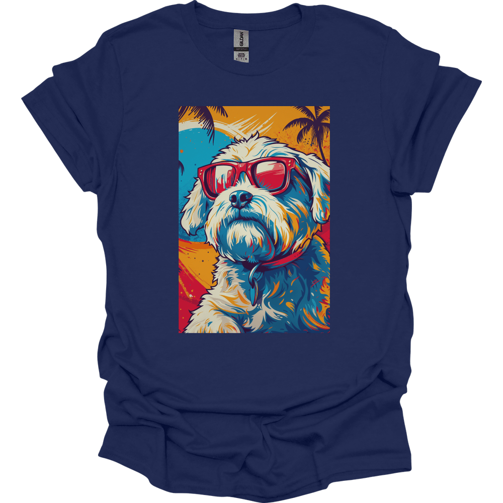 Bichon Frise - Summer Dog T-Shirt - Navy