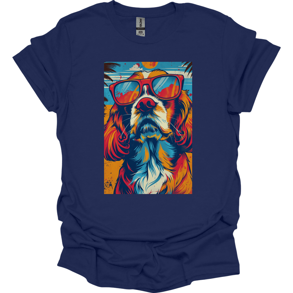 Cavalier King Charles Spaniel - Summer Dog T-Shirt - Navy