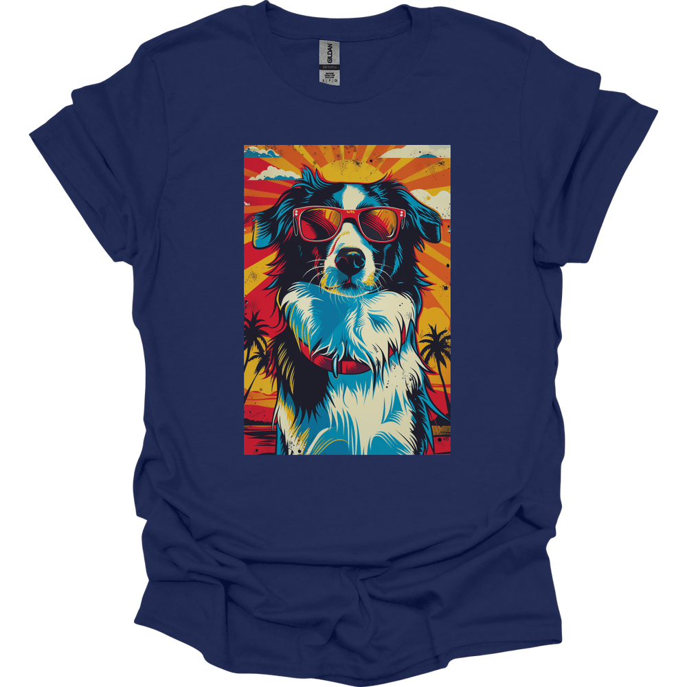 Border Collie - Summer Dog T-Shirt - Navy