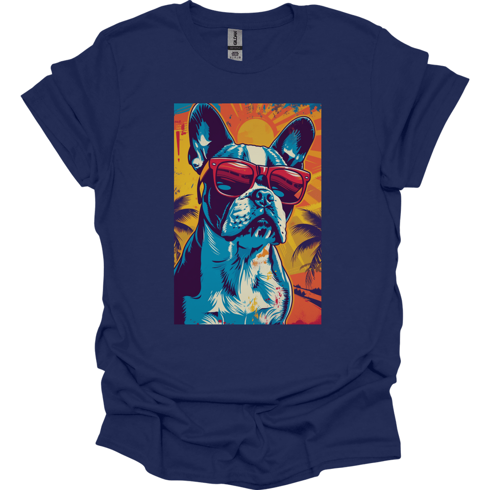 Boston Terrier - Summer Dog T-Shirt - Navy