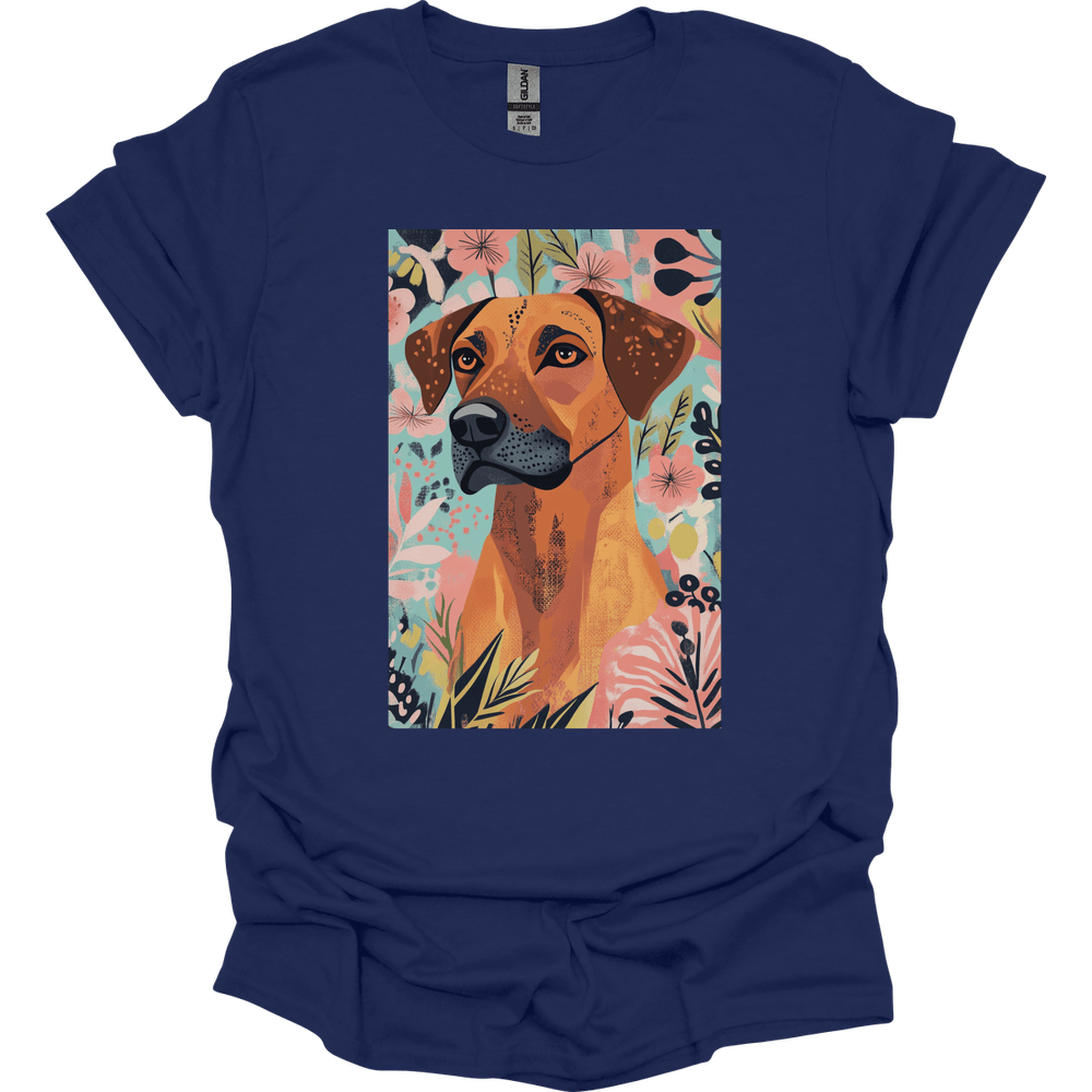 Rhodesian Ridgeback - Boho Dog T-Shirt - Navy