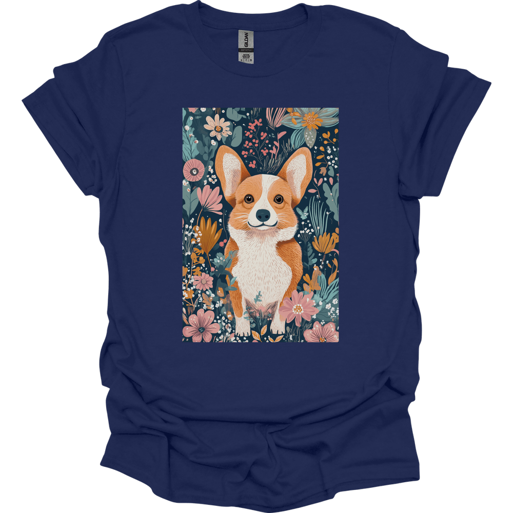 Pembroke Welsh Corgi - Boho Dog T-Shirt - Navy