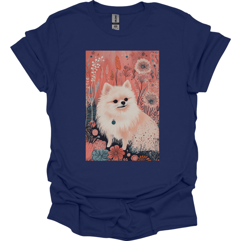 Pomeranian - Boho Dog T-Shirt - Navy