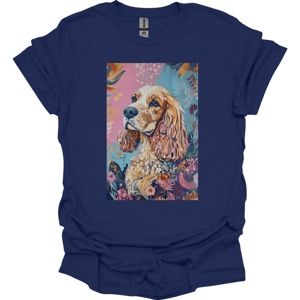 Cocker Spaniel - Boho Dog T-Shirt - Navy