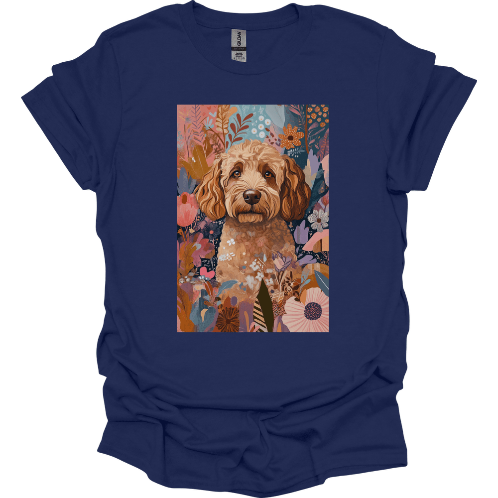 Labradoodle - Boho Dog T-Shirt - Navy
