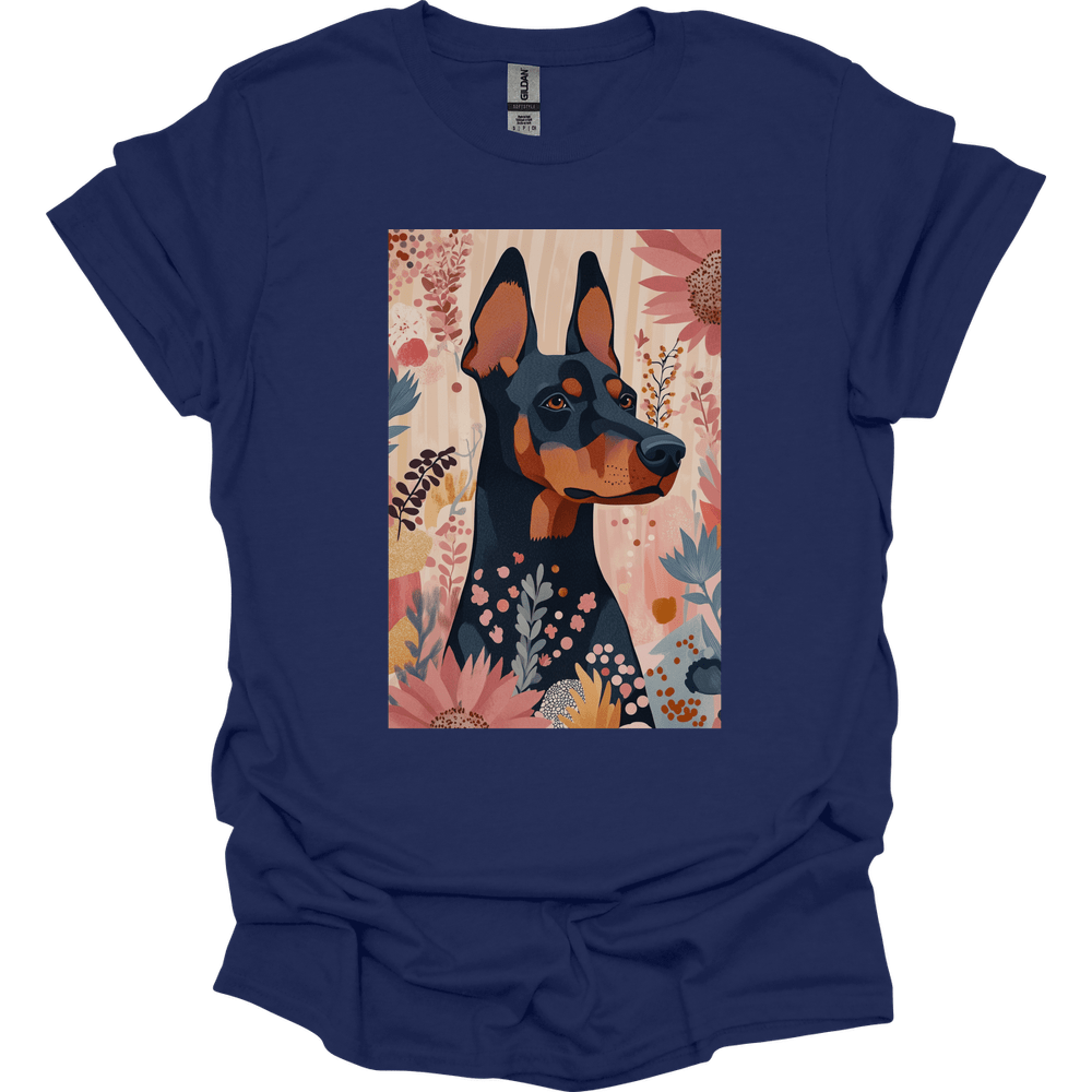 Doberman - Boho Dog T-Shirt - Navy