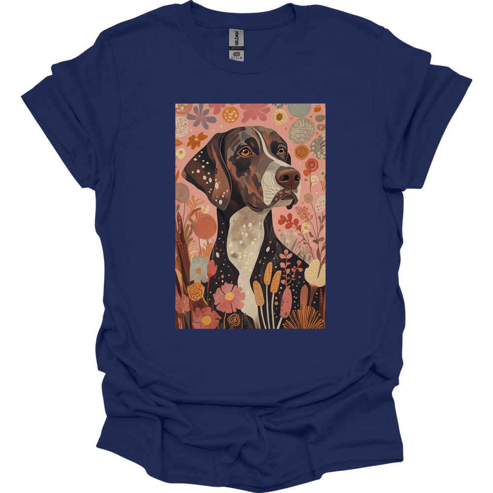 German Shorthaired Pointer - Boho Dog T-Shirt - Navy
