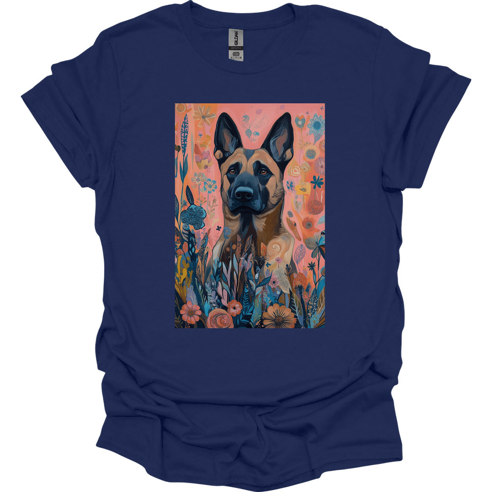 Dutch Shepherd - Boho Dog T-Shirt - Navy