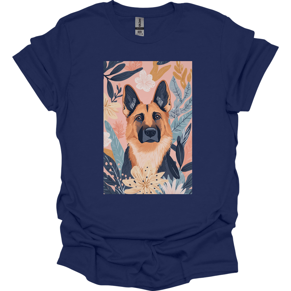 German Shepherd - Boho Dog T-Shirt - Navy