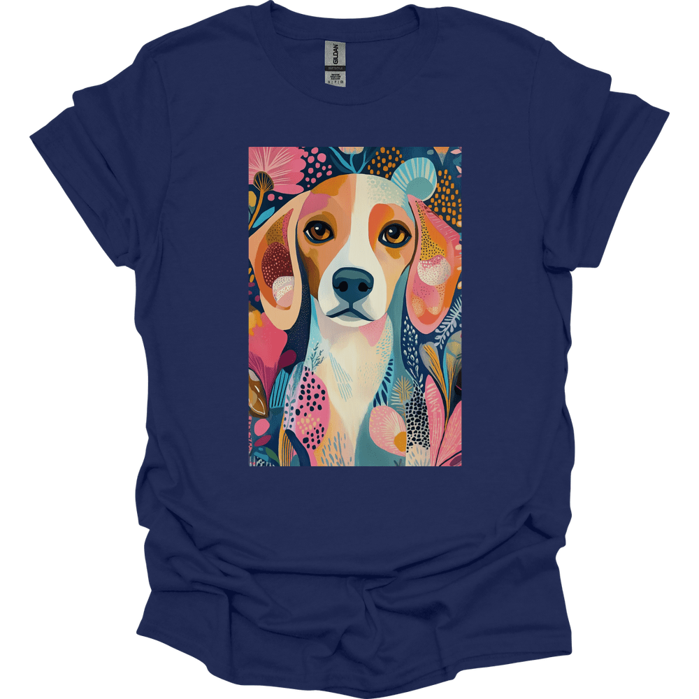 Beagle - Boho Dog T-Shirt - Navy