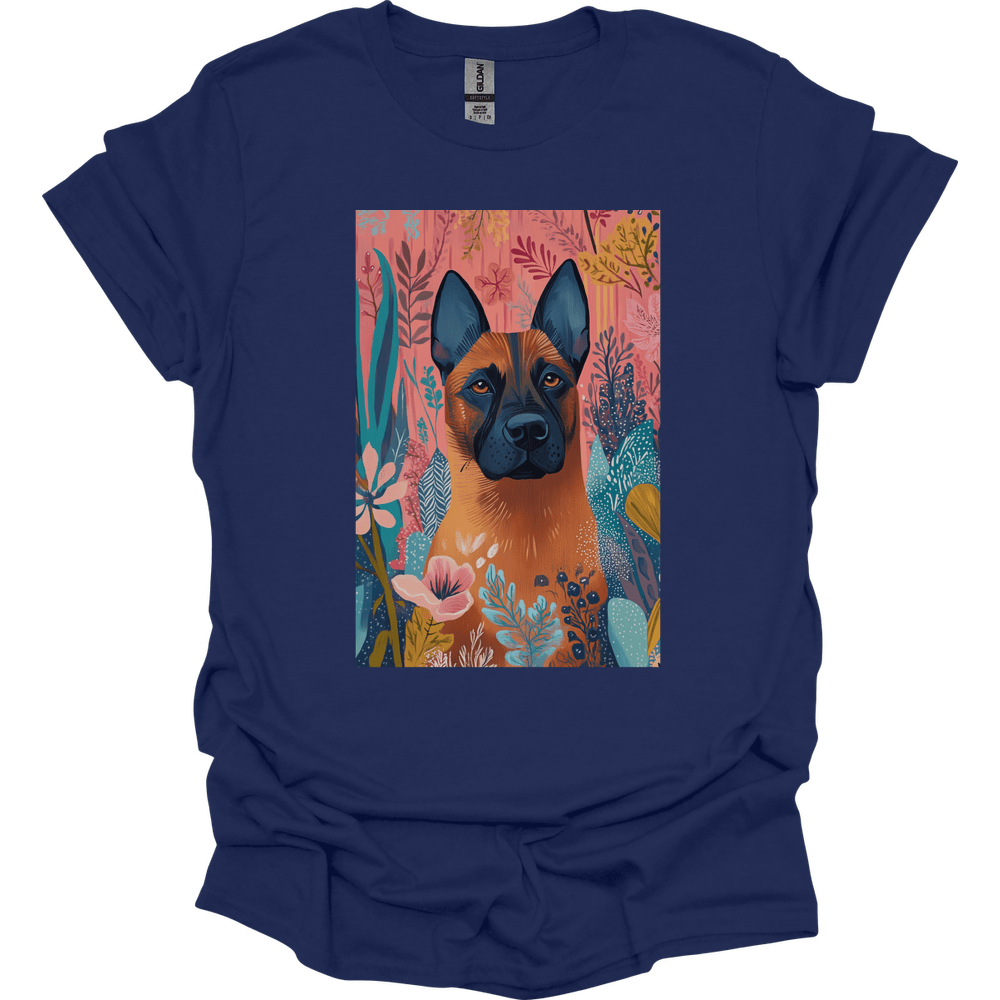 Beligian Malinois - Boho Dog T-Shirt - Navy