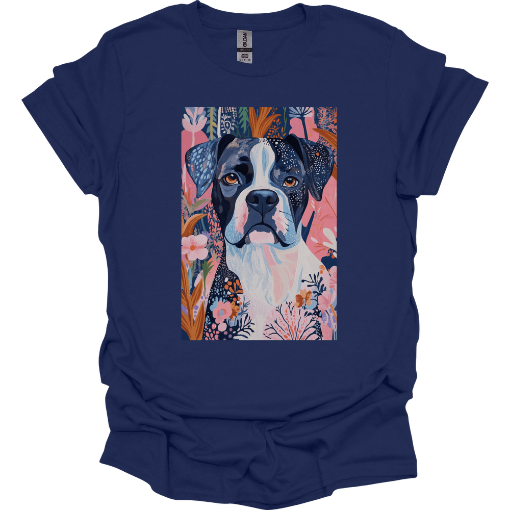 Boxer - Boho Dog T-Shirt - Navy