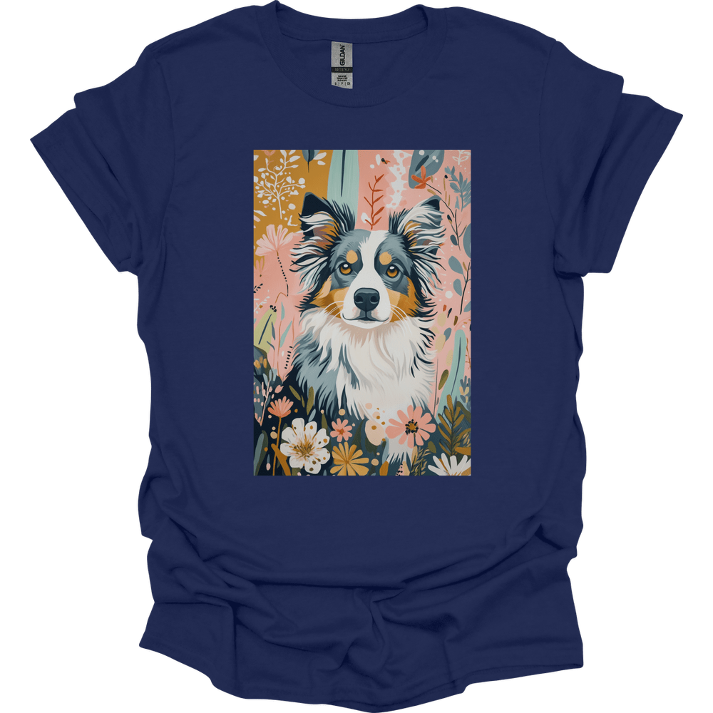 Australian Shepherd - Boho Dog T-Shirt - Navy