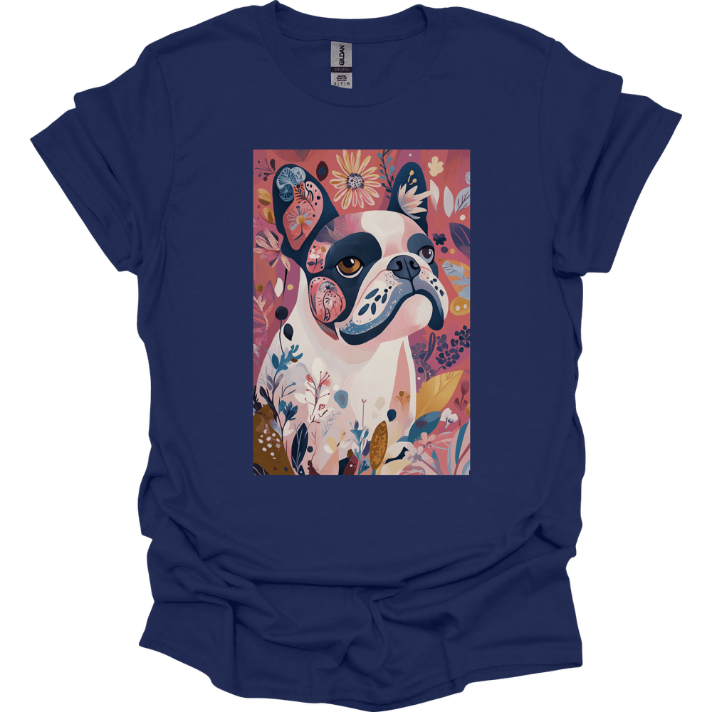 Bulldog - Boho Dog T-Shirt - Navy