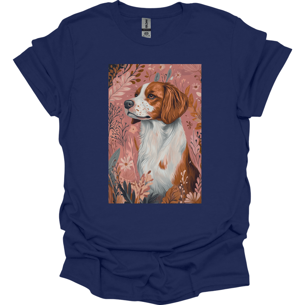 Brittany - Boho Dog T-Shirt - Navy