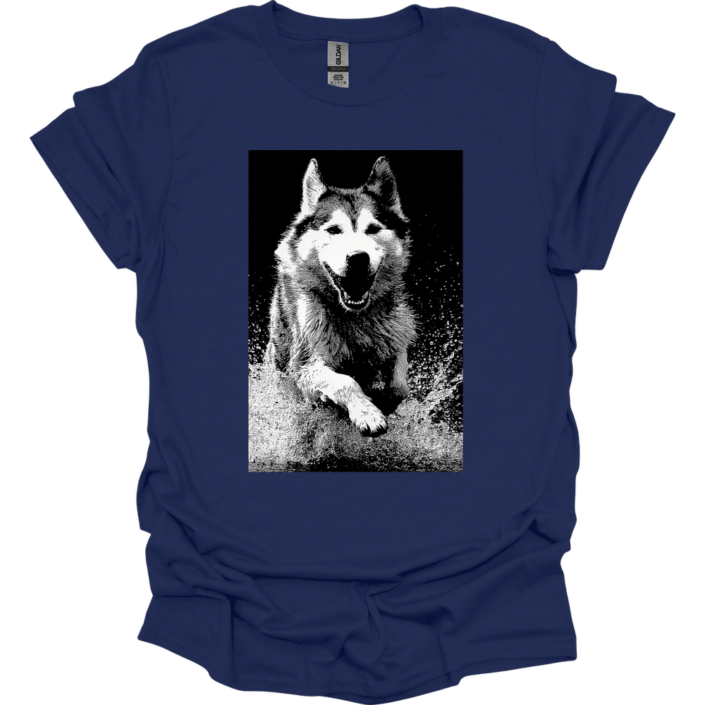 Siberian Husky - Puddle Dog T-Shirt - Navy