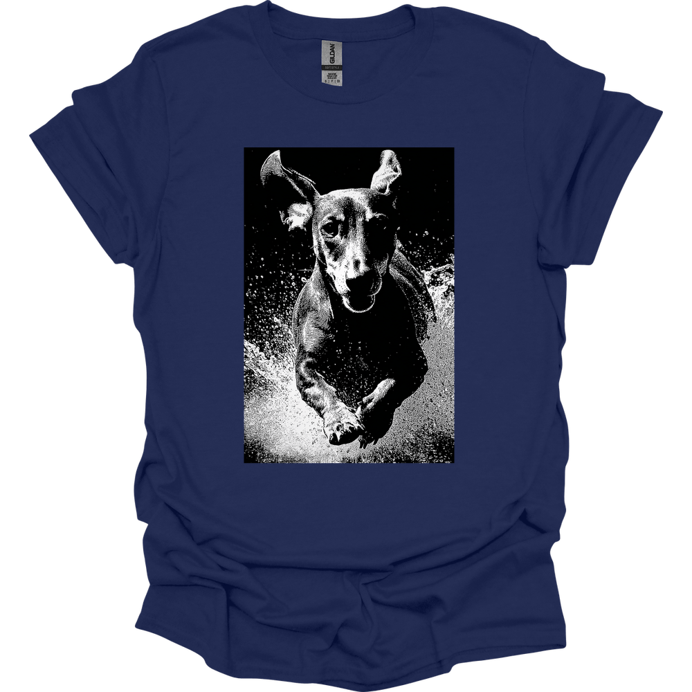 Dachshund - Puddle Dog T-Shirt - Navy