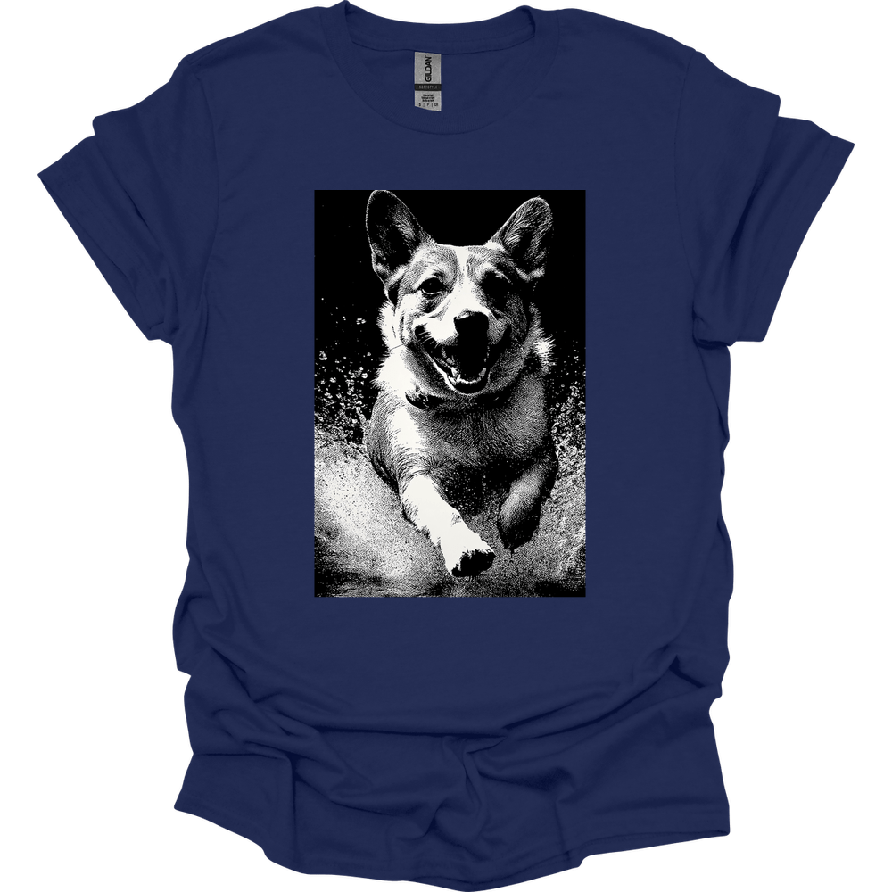 Corgi - Puddle Dog T-Shirt - Navy