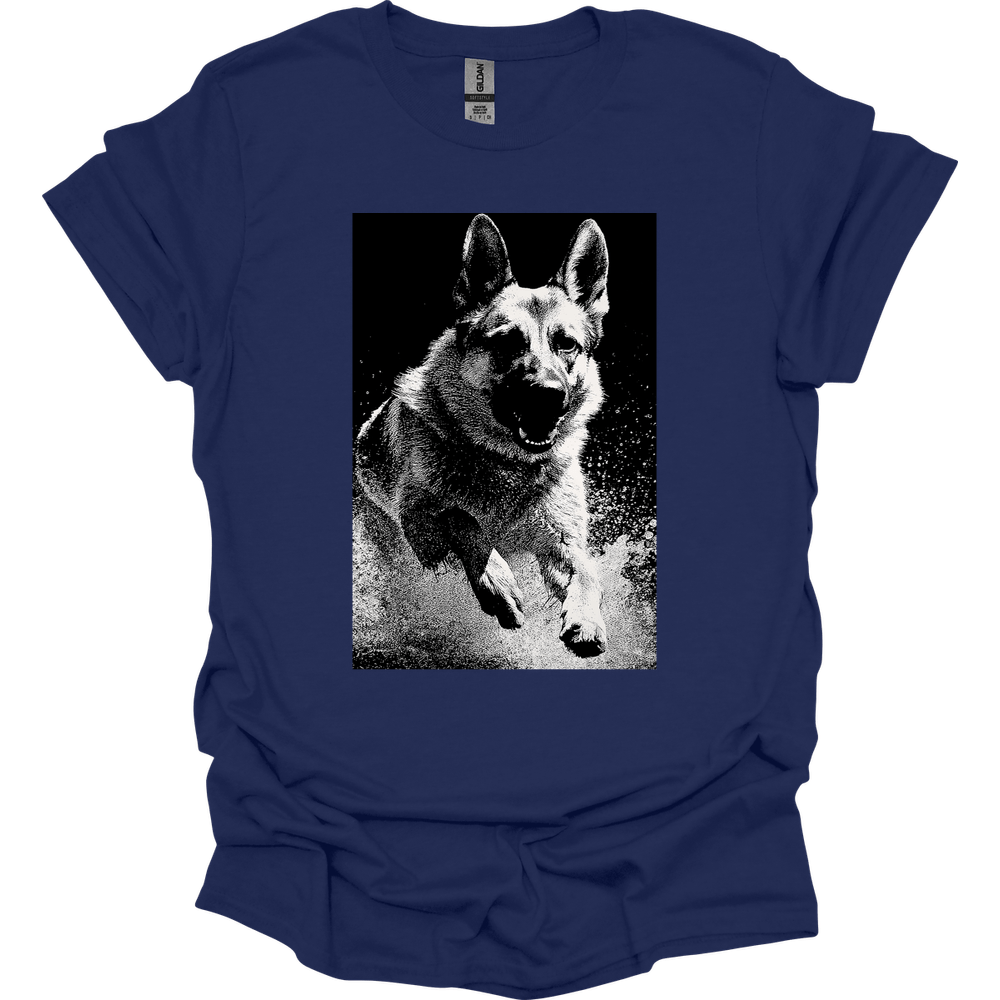 German Shepherd - Puddle Dog T-Shirt - Navy