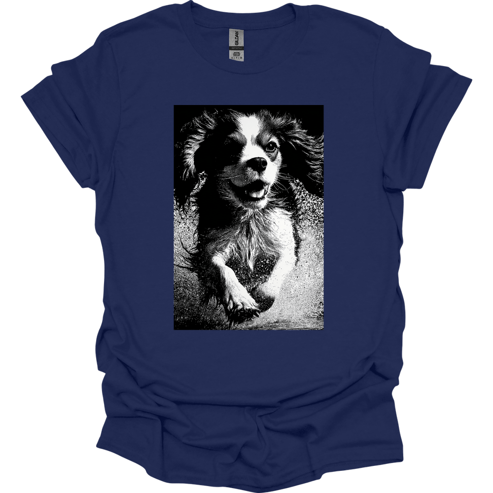 Cavalier King Charles Spaniel - Puddle Dog T-Shirt - Navy