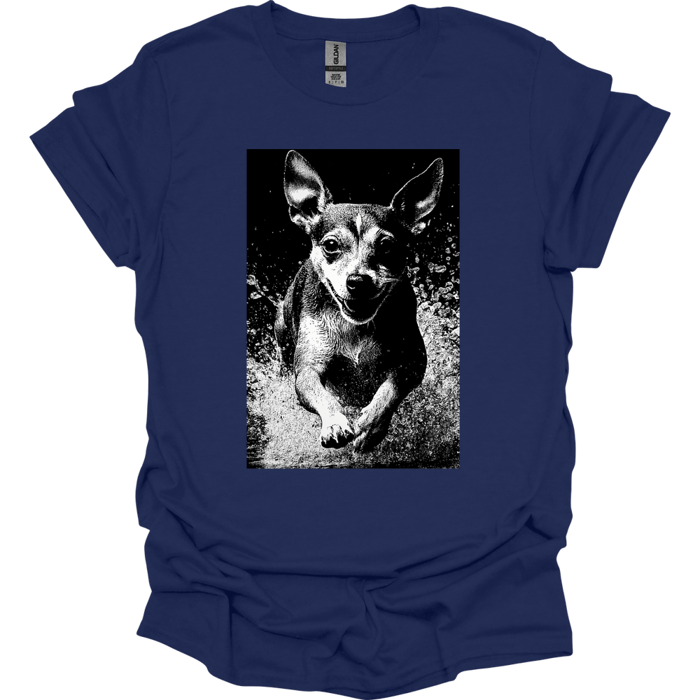 Chihuahua - Puddle Dog T-Shirt - Navy