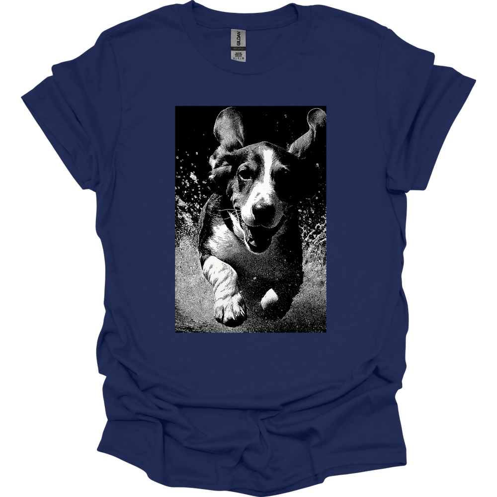 Basset Hound - Puddle Dog T-Shirt - Navy