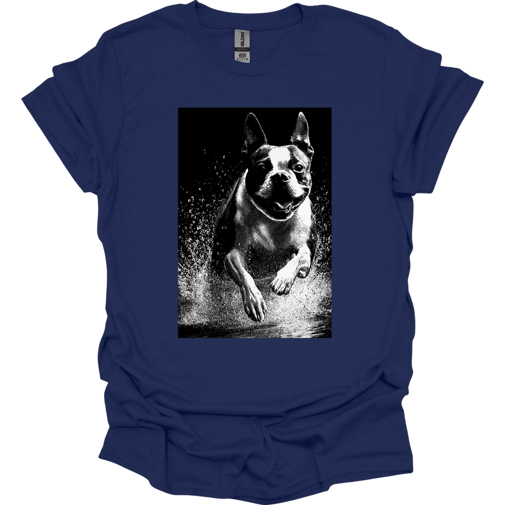 Boston Terrier - Puddle Dog T-Shirt - Navy