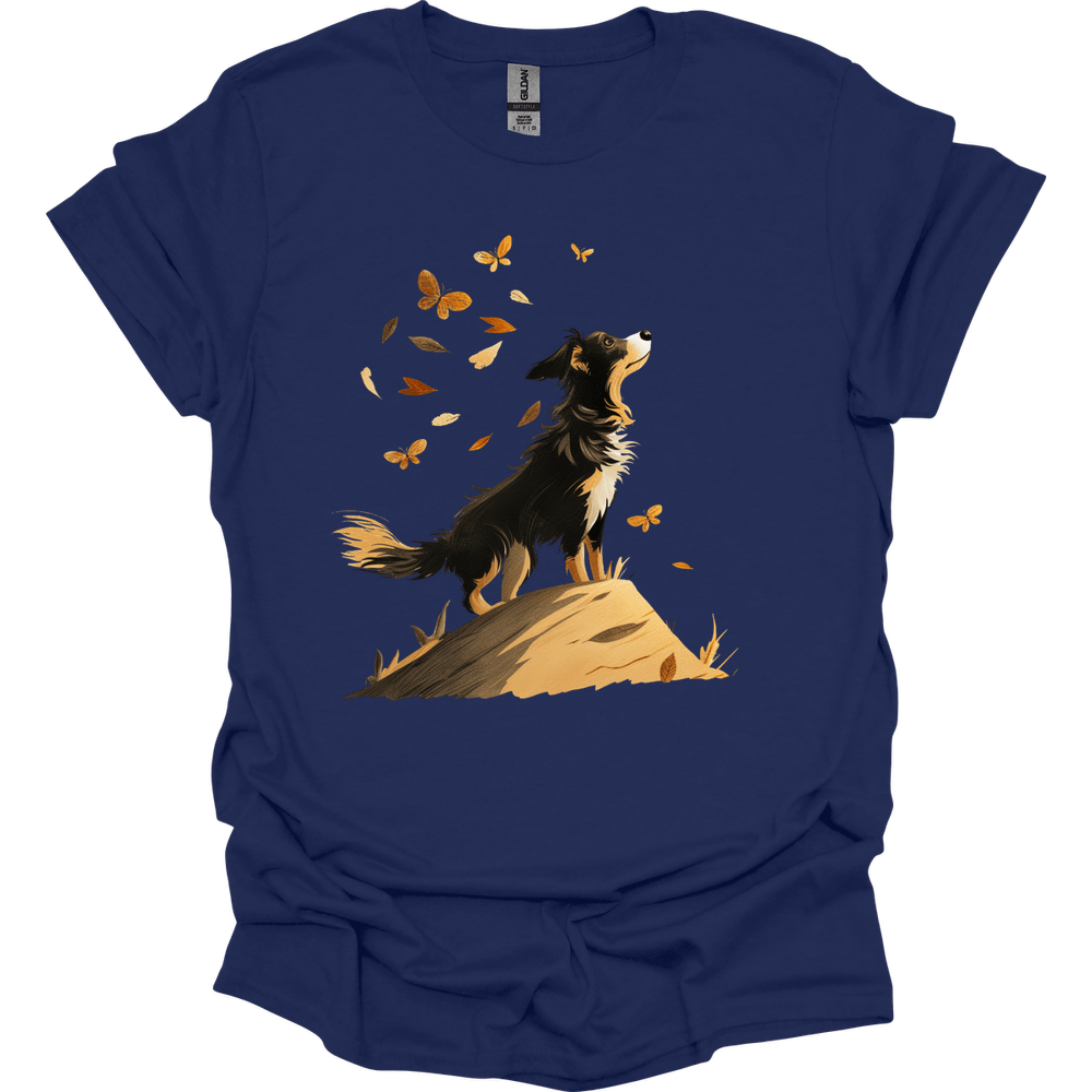 Australian Shepherd - Fall Dog T-Shirt - Navy