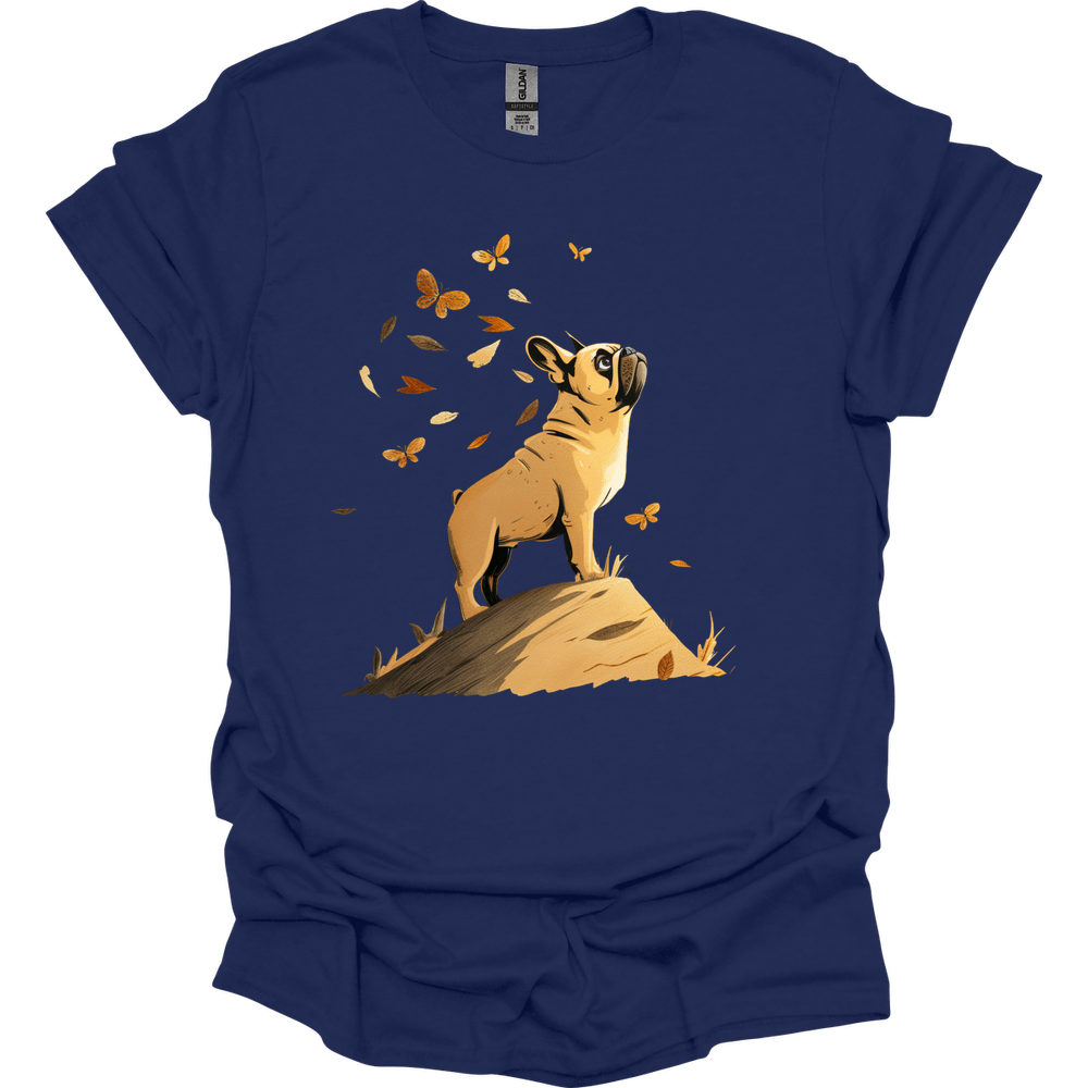 French Bulldog - Fall Dog T-Shirt - Navy