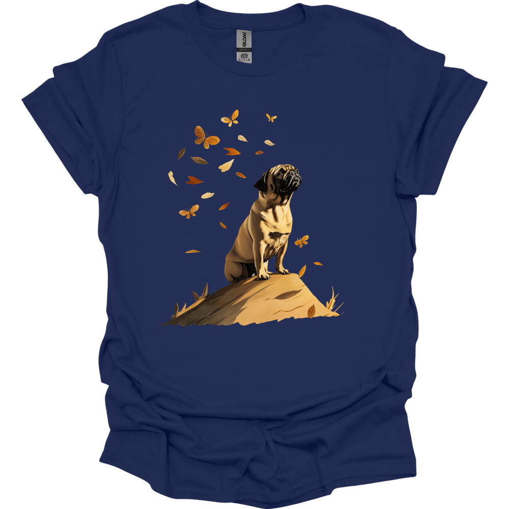 Pug - Fall Dog T-Shirt - Navy