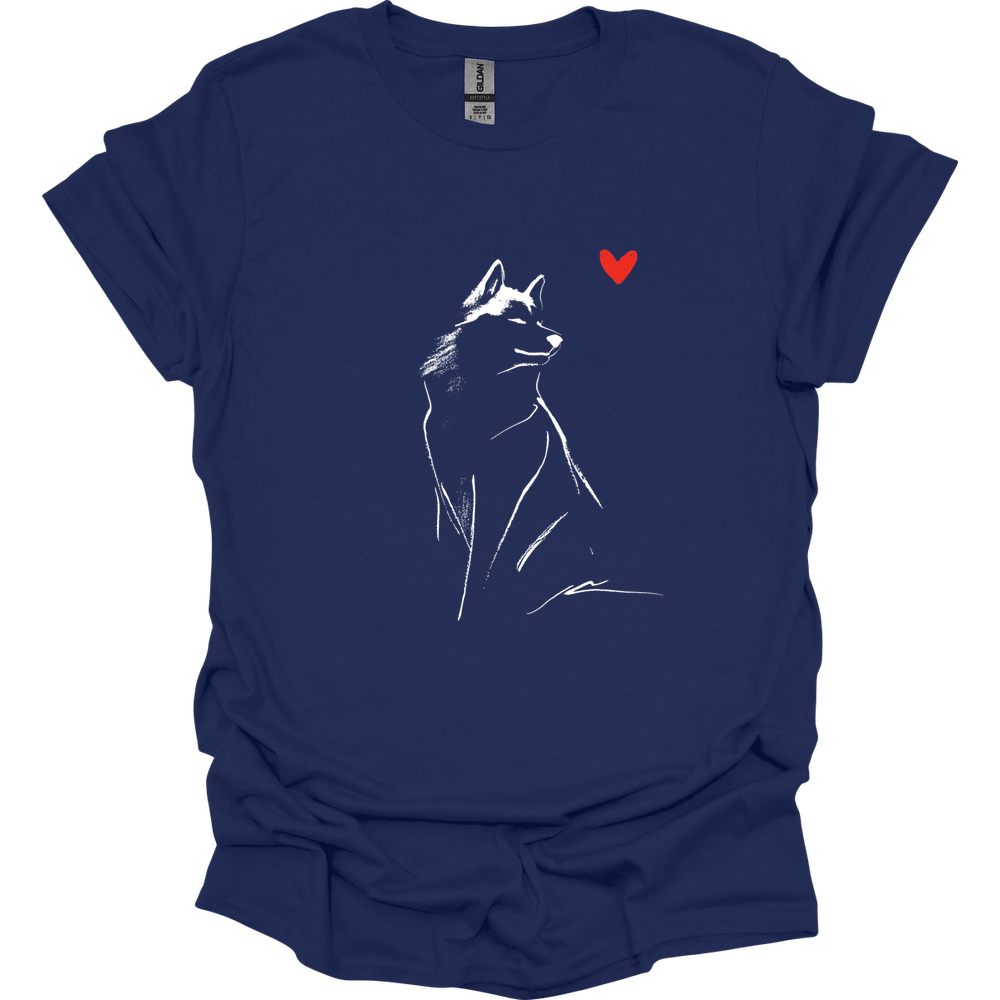 Siberian Husky - Sketch Dog T-Shirt - Navy