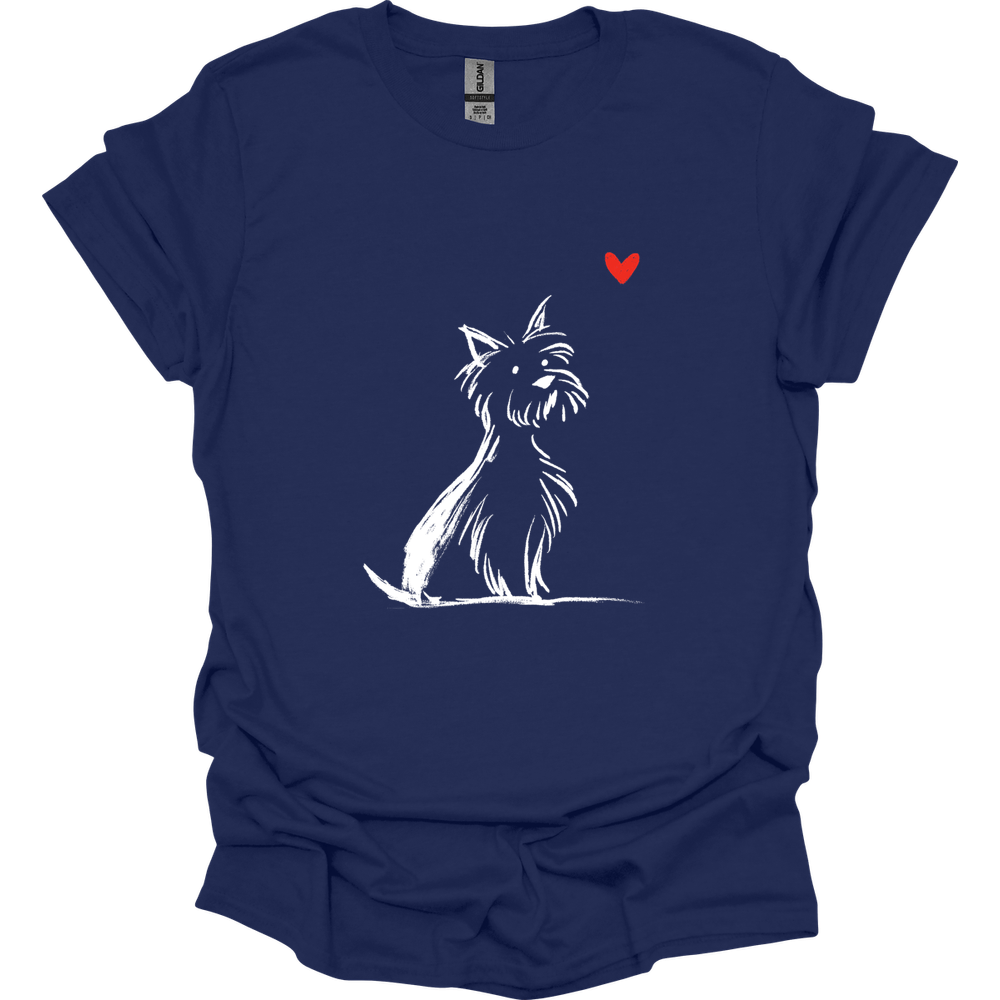 Yorkshire Terrier - Sketch Dog T-Shirt - Navy