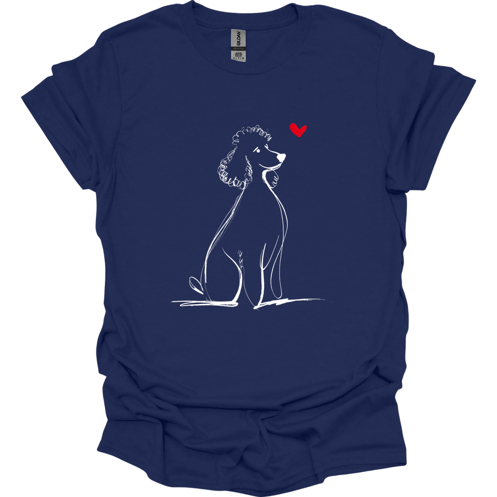 Poodle - Sketch Dog T-Shirt - Navy