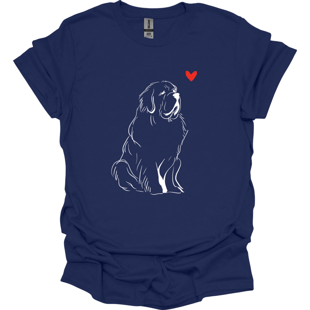 Newfoundland - Sketch Dog T-Shirt - Navy