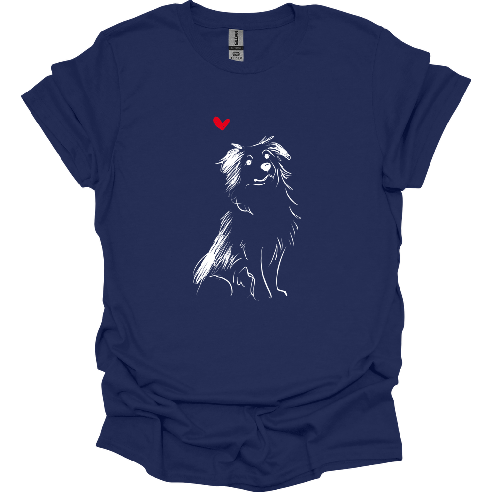 Miniature American Shepherd - Sketch Dog T-Shirt - Navy