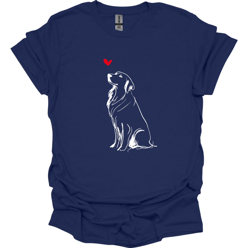 Golden Retriever - Sketch Dog T-Shirt - Navy
