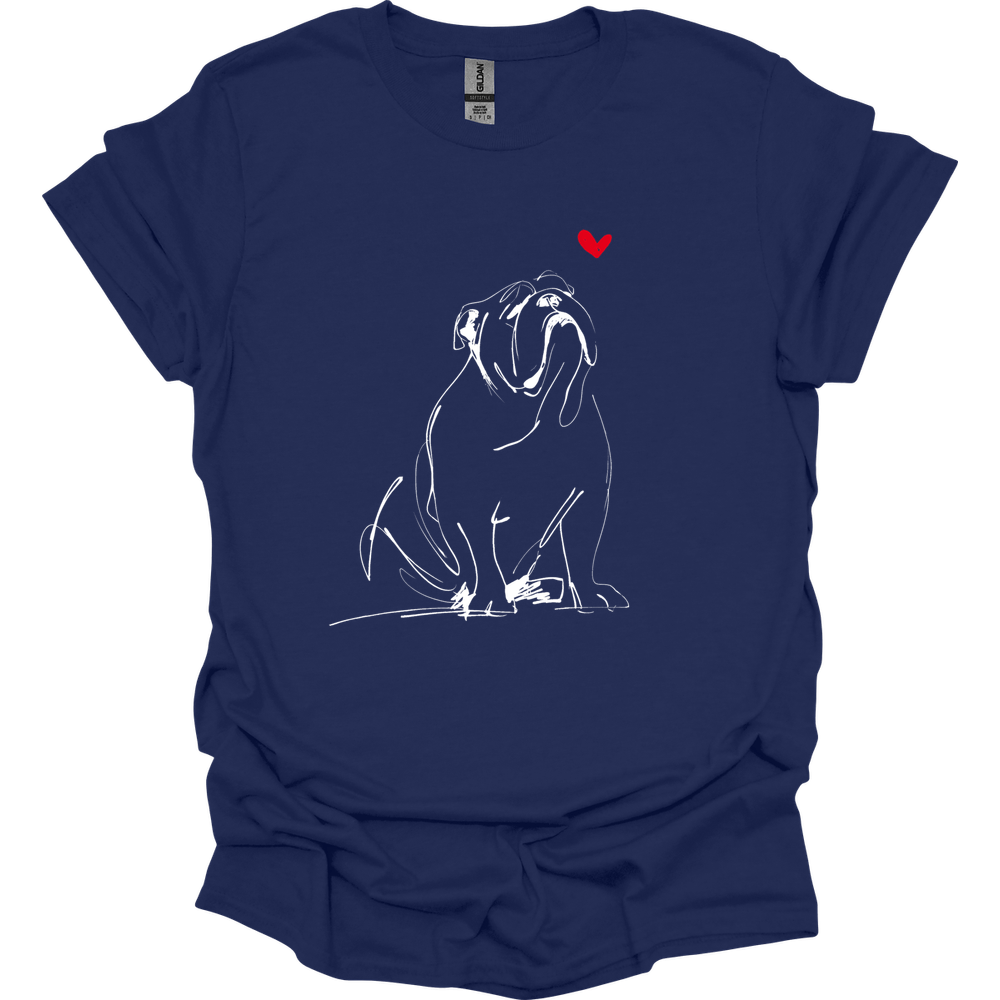 Bulldog - Sketch Dog T-Shirt - Navy