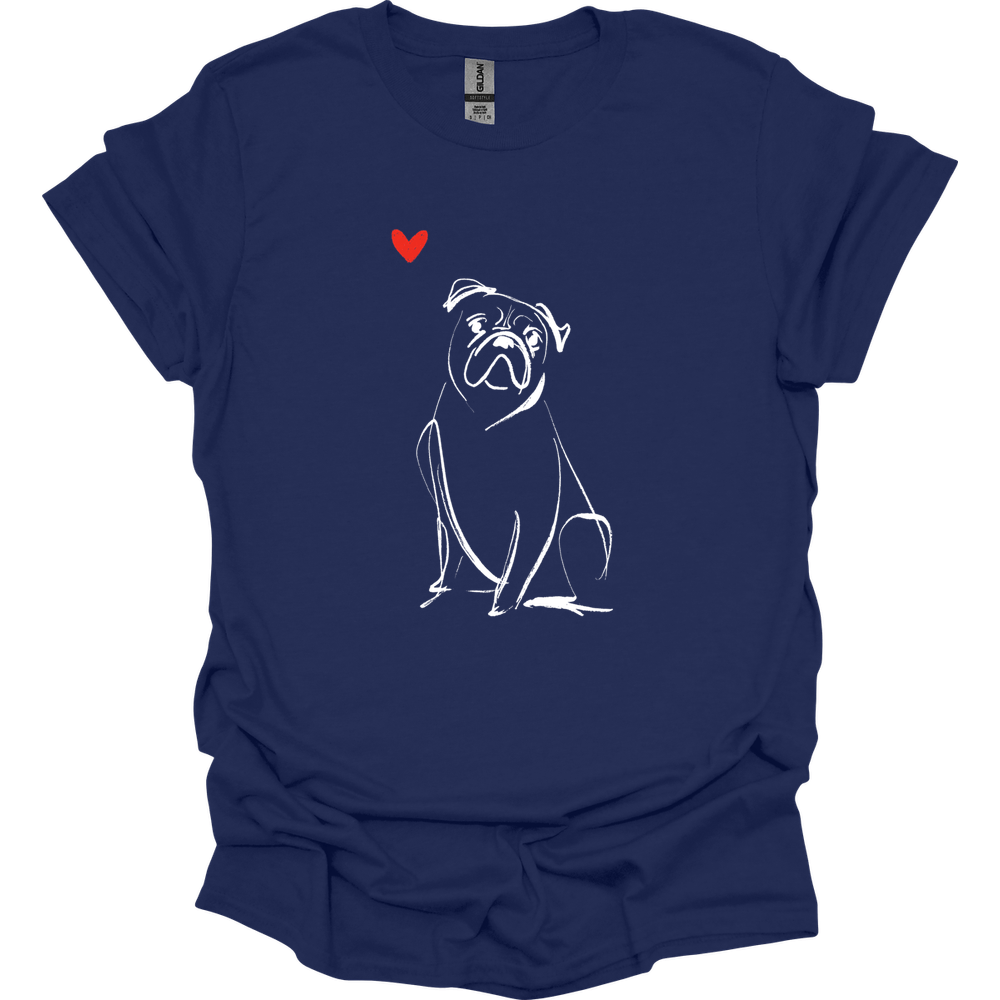 Boxer - Sketch Dog T-Shirt - Navy