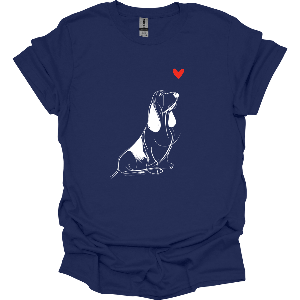 Basset Hound - Sketch Dog T-Shirt - Navy