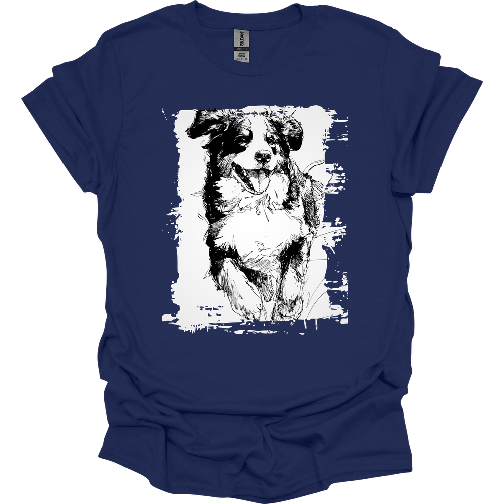 Bernese Mountain Dog - Running Dog T-Shirt - Navy