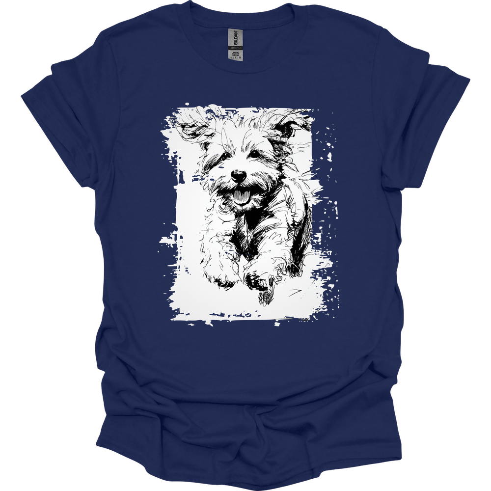 Bichon Frise - Running Dog T-Shirt - Navy