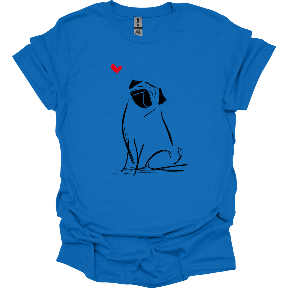 Pug - Sketch Dog T-Shirt - Royal