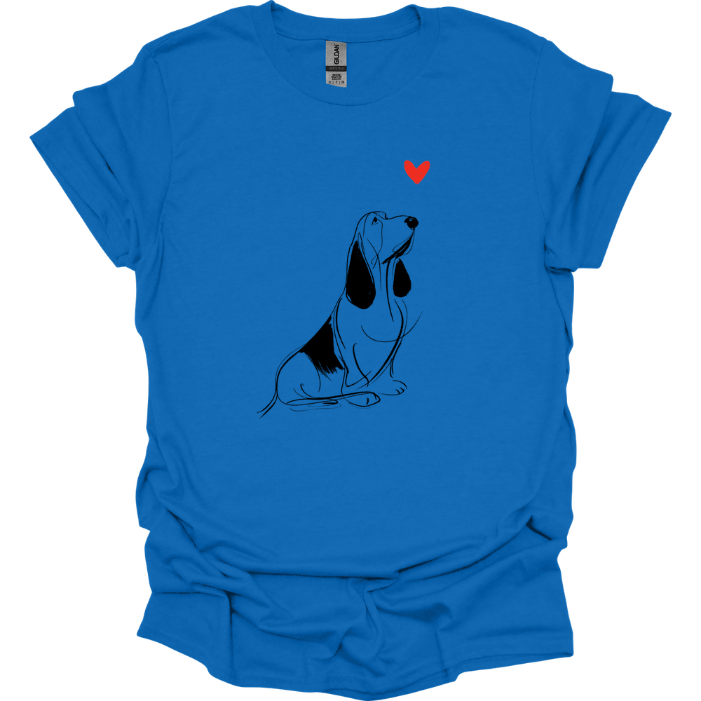 Basset Hound - Sketch Dog T-Shirt - Royal