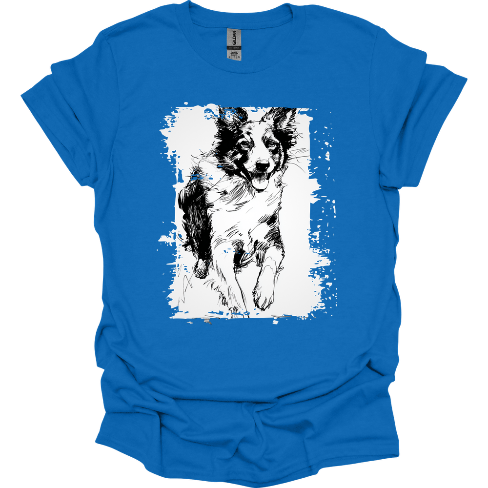 Border Collie - Running Dog T-Shirt - Royal