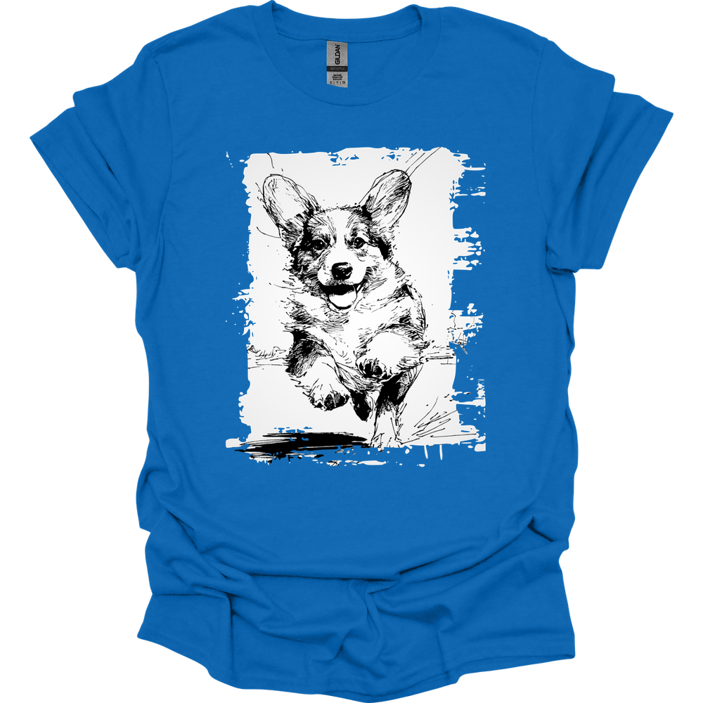 Corgi - Running Dog T-Shirt - Royal