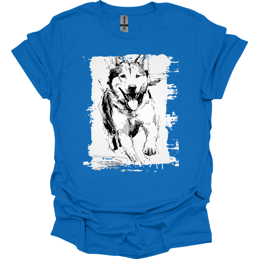 Siberian Husky - Running Dog T-Shirt - Royal