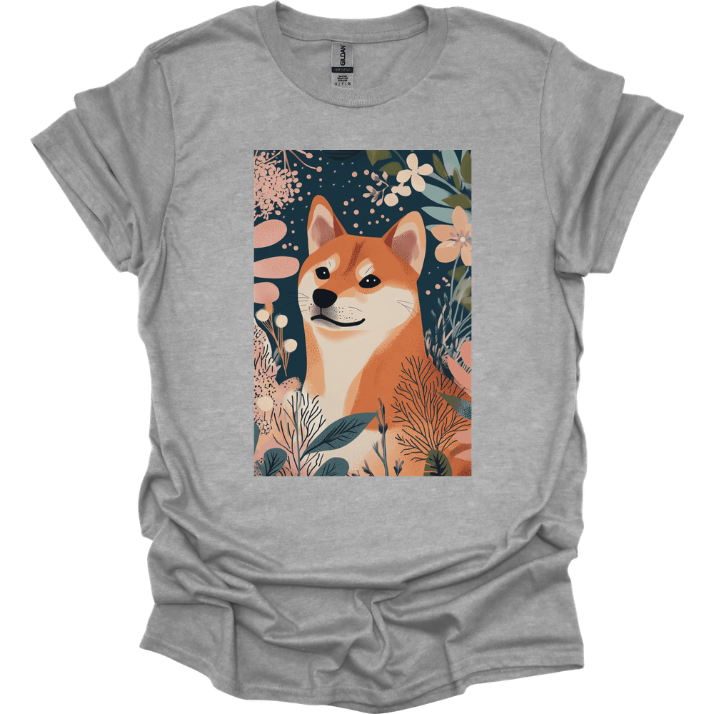 Shiba Inu - Boho Dog T-Shirt - Sport Grey
