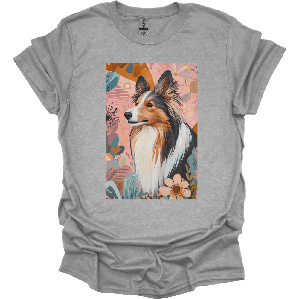 Shetland Sheepdog - Boho Dog T-Shirt - Sport Grey