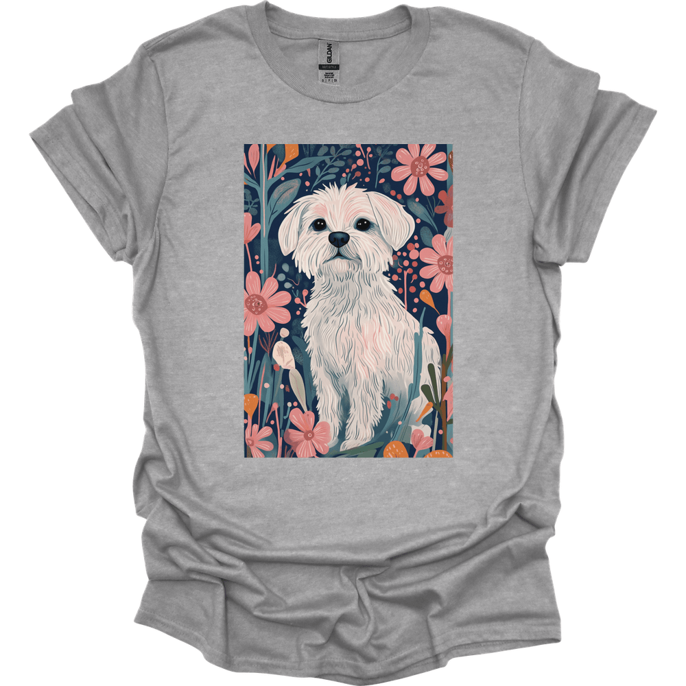Maltese - Boho Dog T-Shirt - Sport Grey