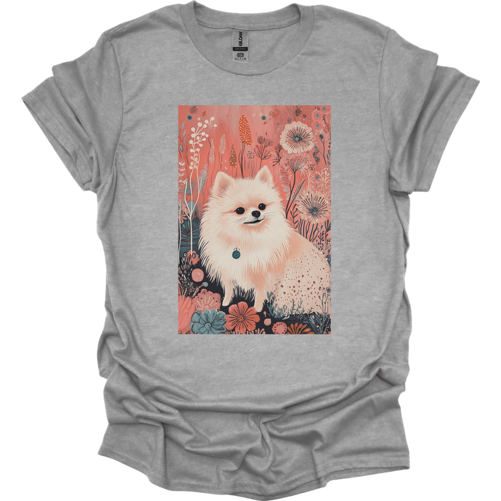 Pomeranian - Boho Dog T-Shirt - Sport Grey